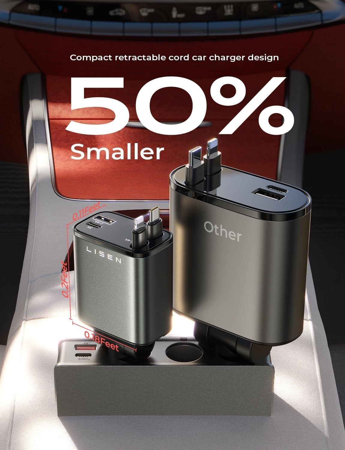 Caricatore da Auto Retrattile 69W USB C