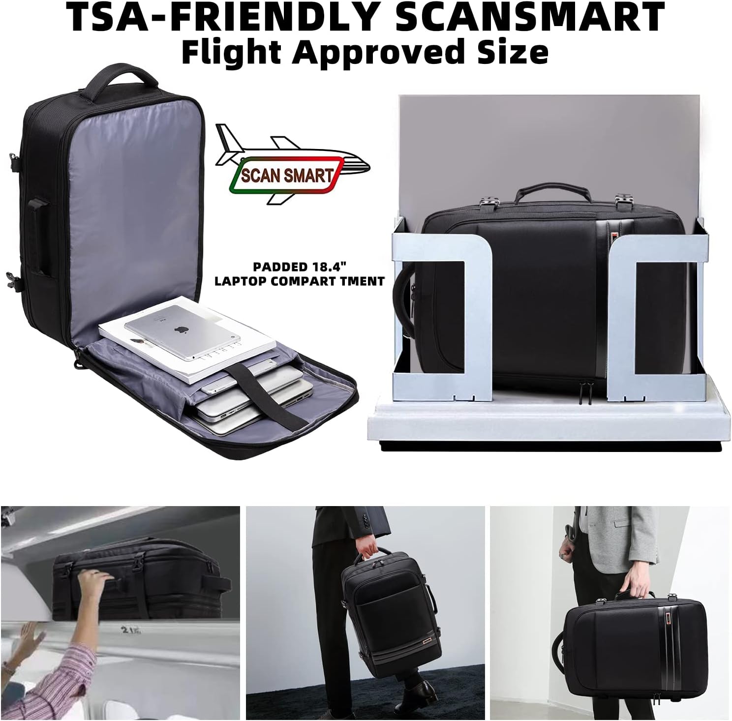 Zaino da viaggio impermeabile espandibile da 45–55L con scomparto per laptop da 46,5 cm