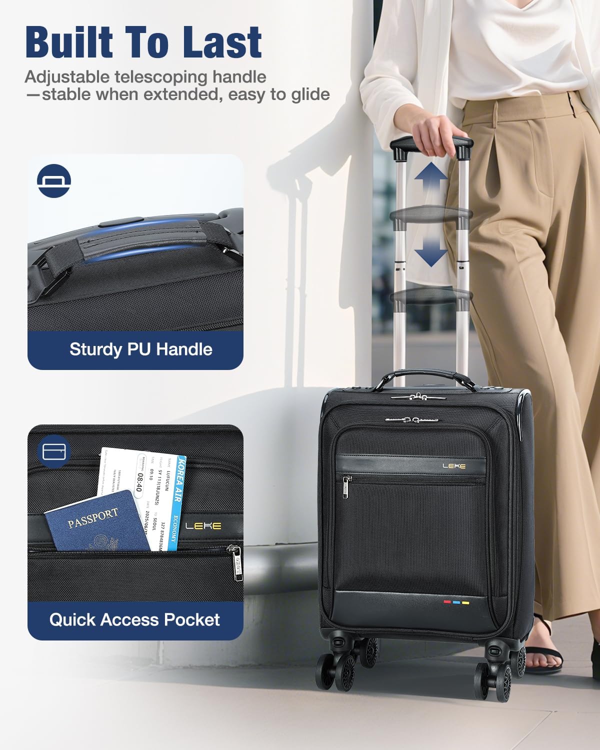 Valigia da cabina espandibile morbida con ruote – Leggera e approvata dalle compagnie aeree