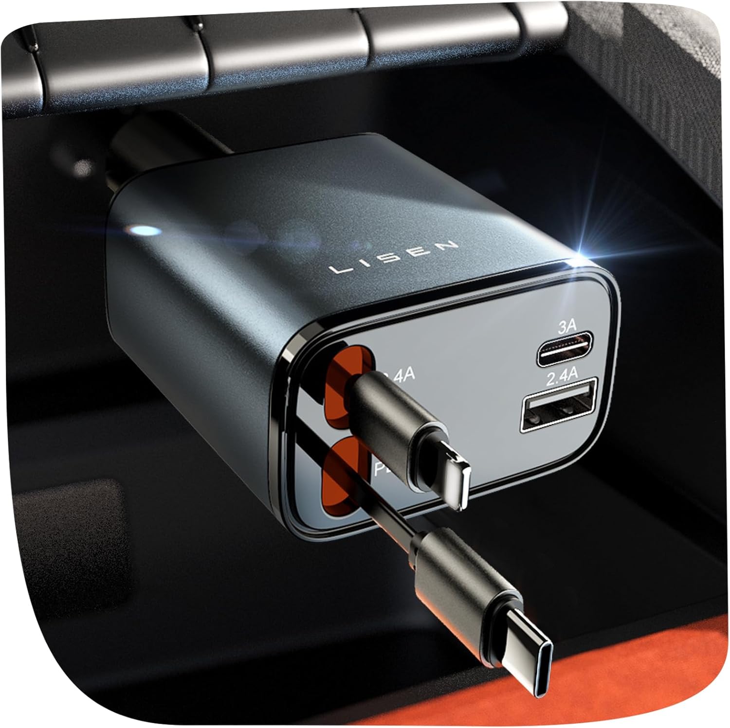 Caricatore da Auto Retrattile 69W USB C
