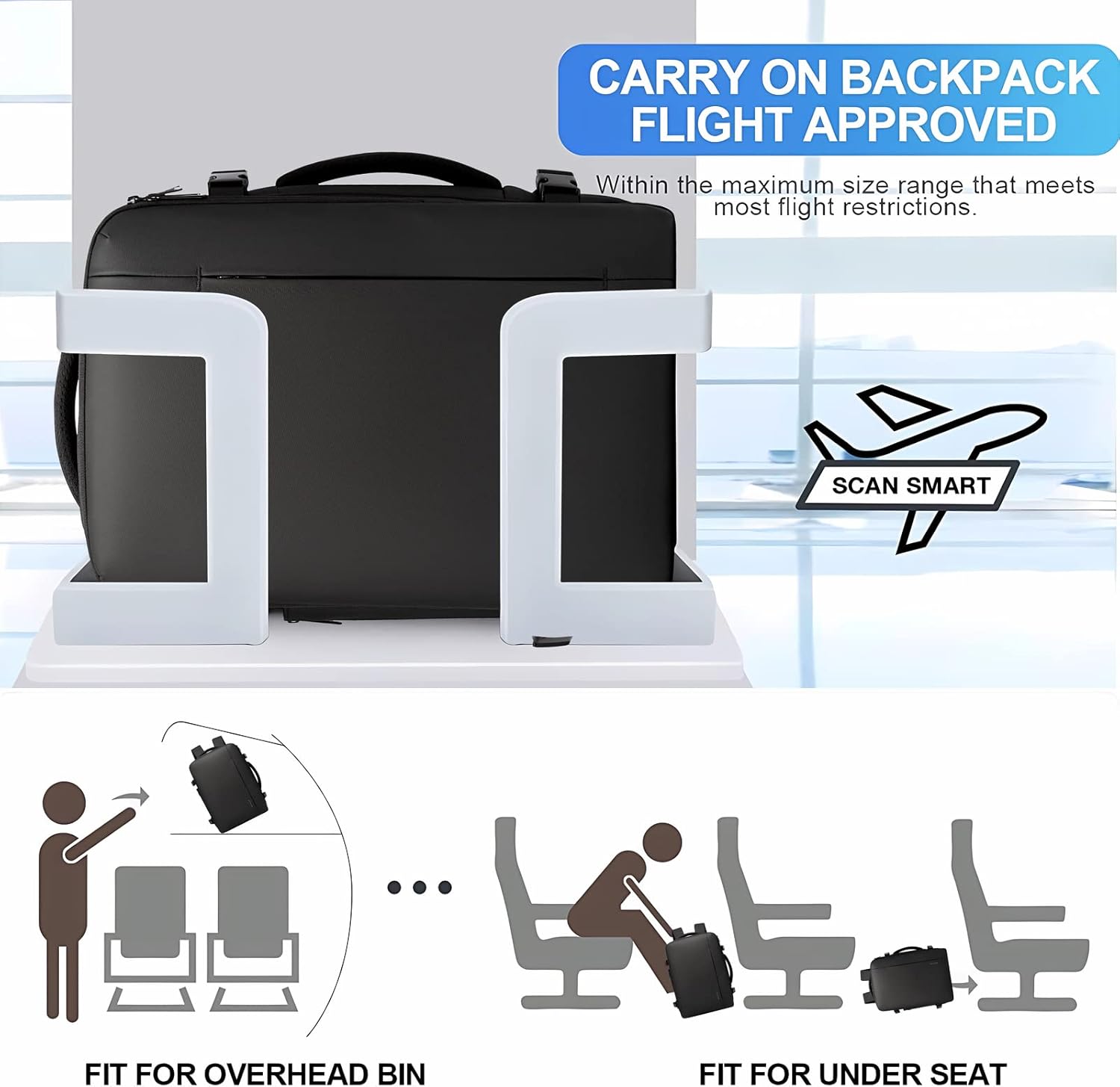 Zaino da viaggio espandibile impermeabile da 26–45L con scomparto per laptop e opzione borsa da viaggio