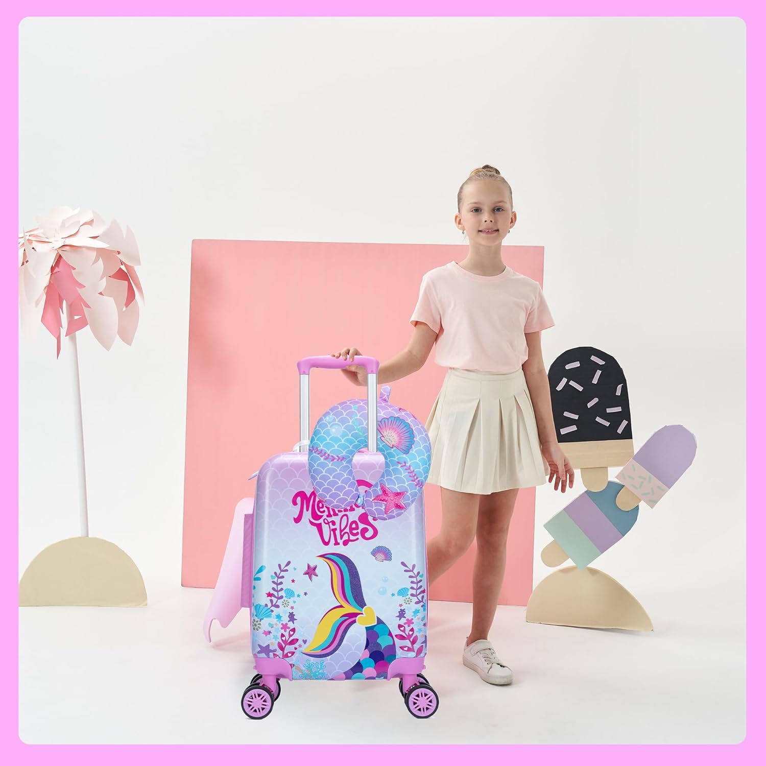 Set di Valigie Rigide per Bambini con Ruote Girevoli – 40 cm