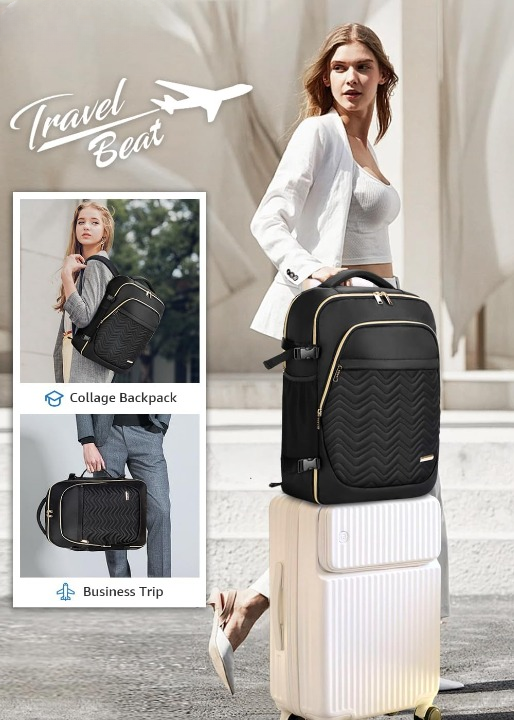 Trolley da Viaggio Compatibile con Volo da 40L con 6 Cubi per Imballaggio e Comparto per Laptop