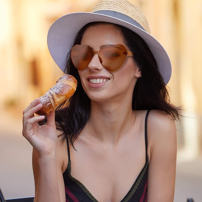 Occhiali da sole a forma di cuore senza montatura in look trasparente - HeartBlitz