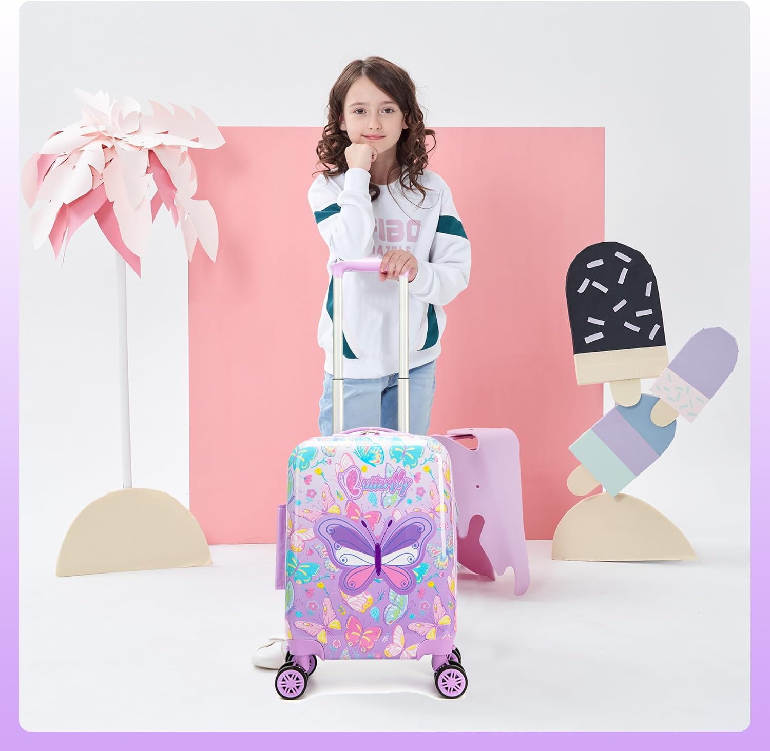 Set di Valigie Rigide per Bambini con Ruote Girevoli – 40 cm