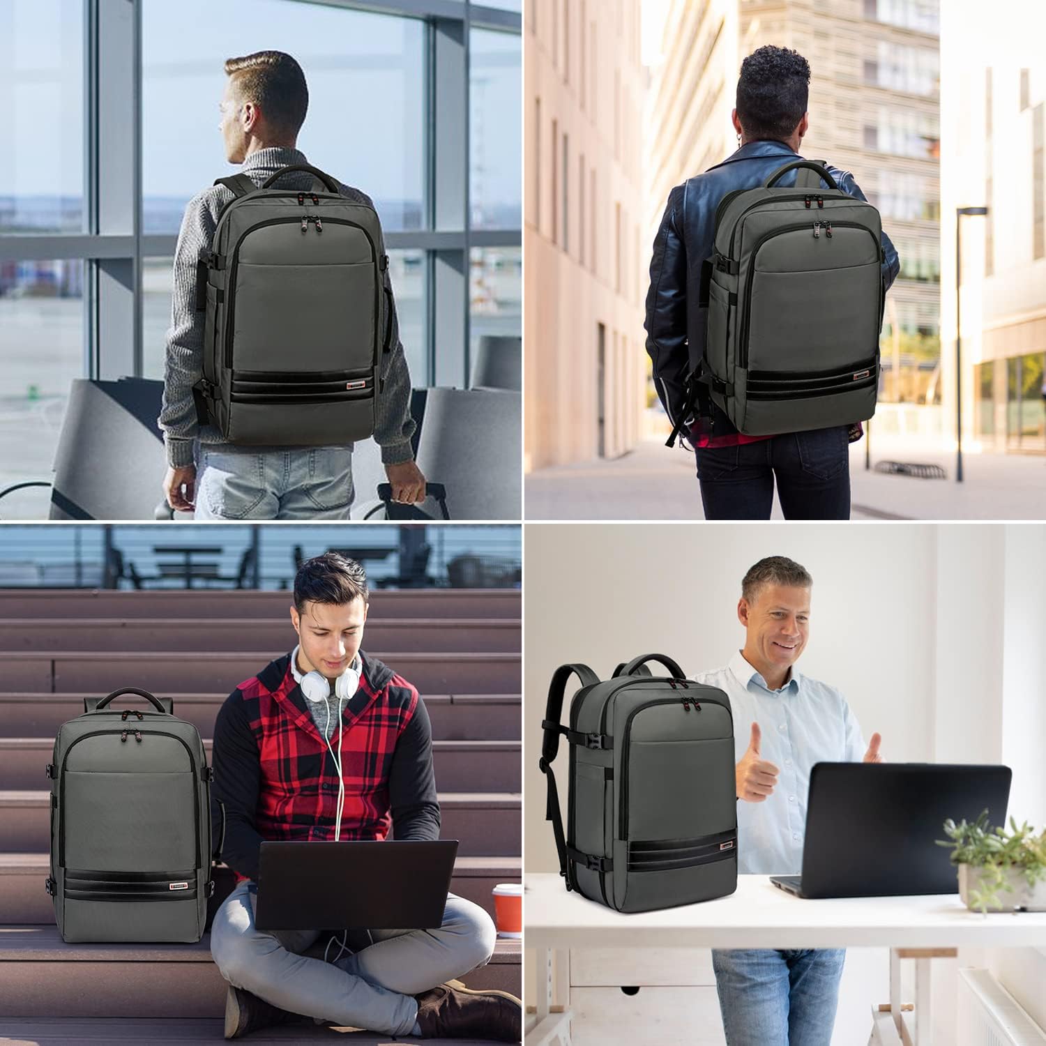 Zaino da viaggio impermeabile espandibile da 45–55L con scomparto per laptop da 46,5 cm