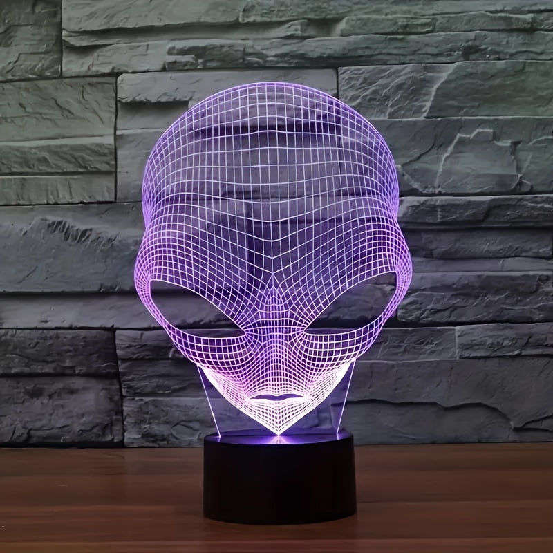 Lampada da Tavolo LED 3D Testa di Alieno con 7 Colori - Lunaris