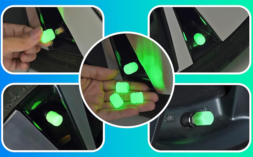 Set di 4 Tappi Valvola Illuminati con Logo – LuxaGlow