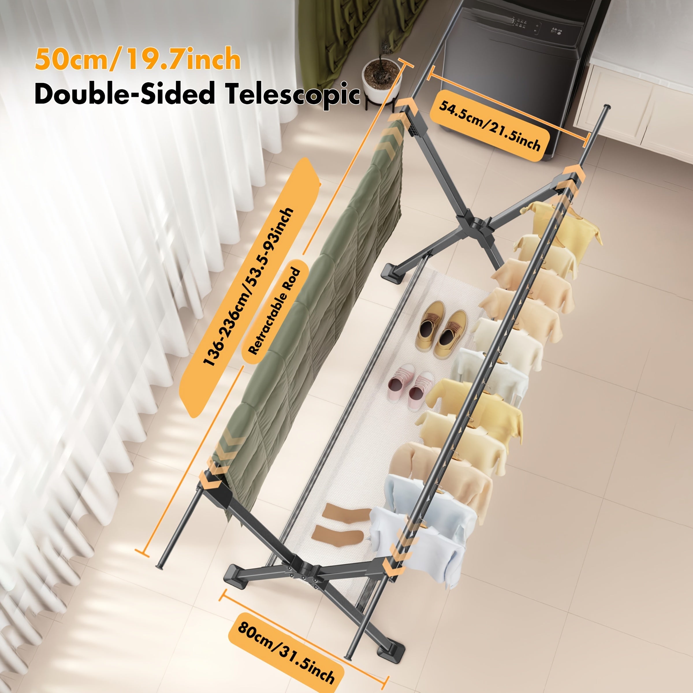 Stendibiancheria FlexiDry – Pieghevole e Spazioso con 36 Fori Antivento
