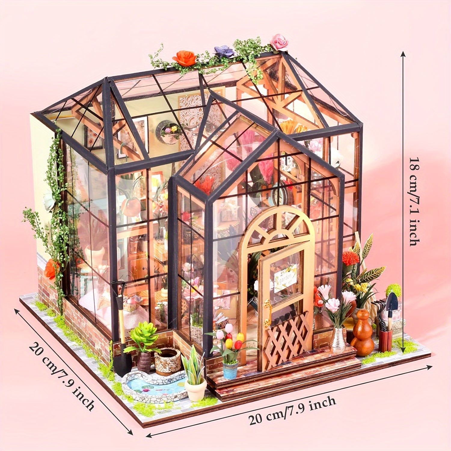 Miniatura Greenhouse Book Nook – Modello 3D Fai-da-te con Illuminazione LED