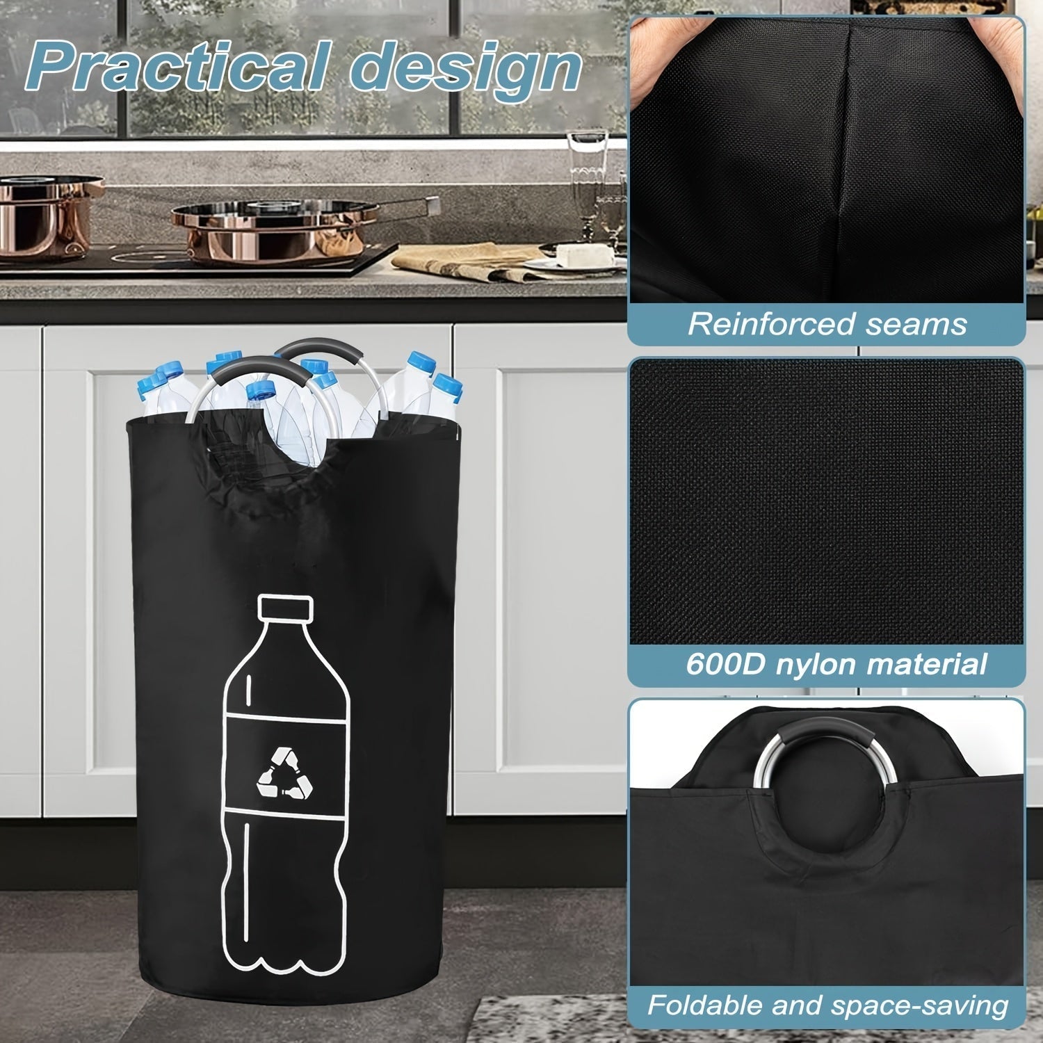Borsa di Stoccaggio in Poliestere da 70L – Versatile per Rifiuti, Biancheria o Stoccaggio in Cucina