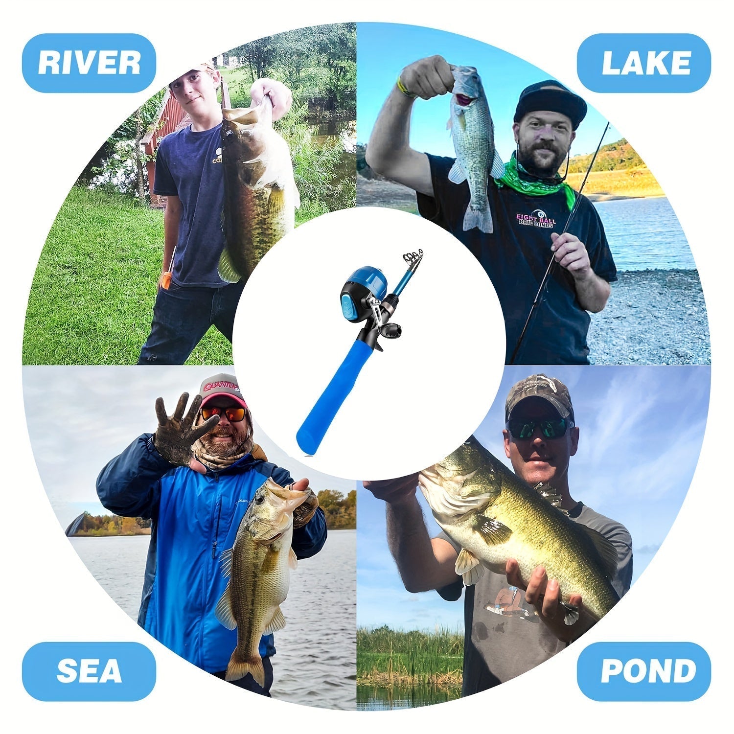 Set Completo di Canna da Pesca Telescopica e Mulinello con Borsa da Trasporto e Scatola per Esche