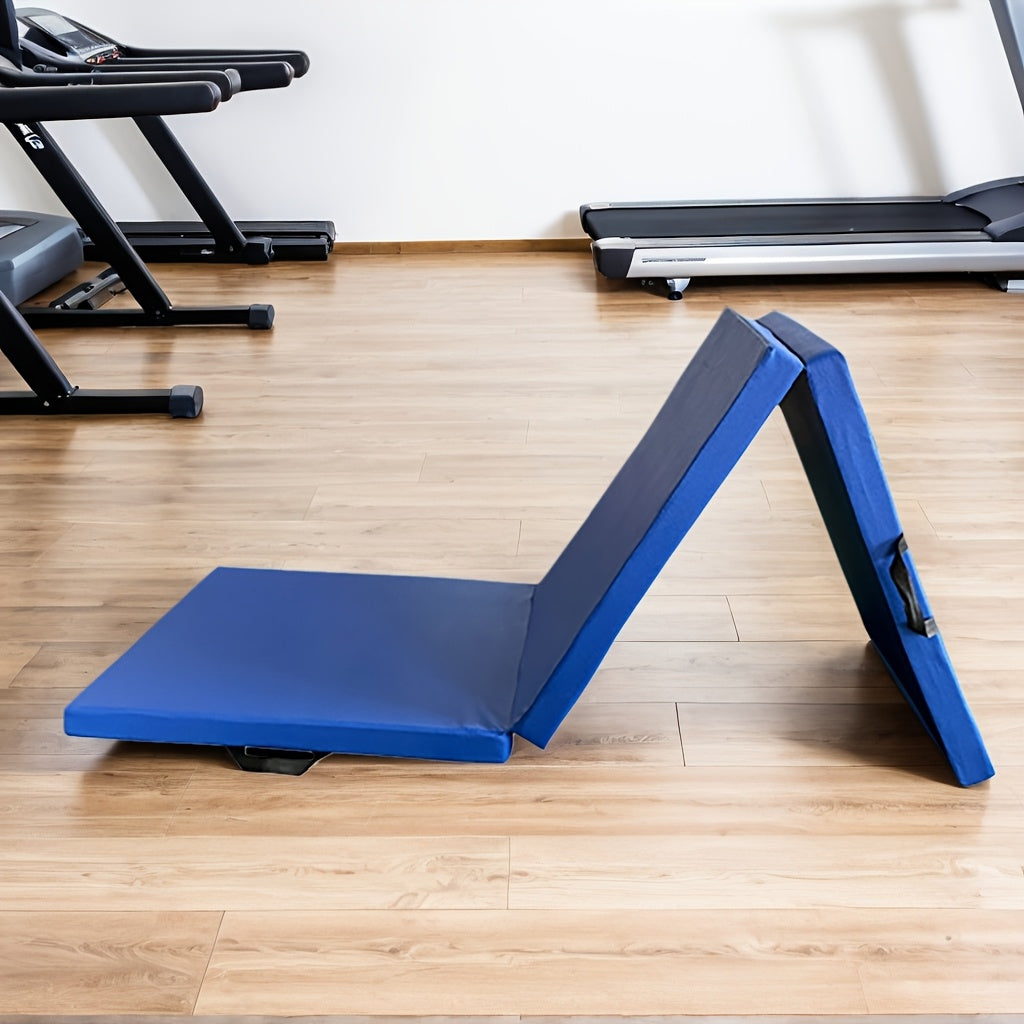 Tappetino yoga portatile pieghevole con spessa imbottitura, superficie in PU antiscivolo e maniglia