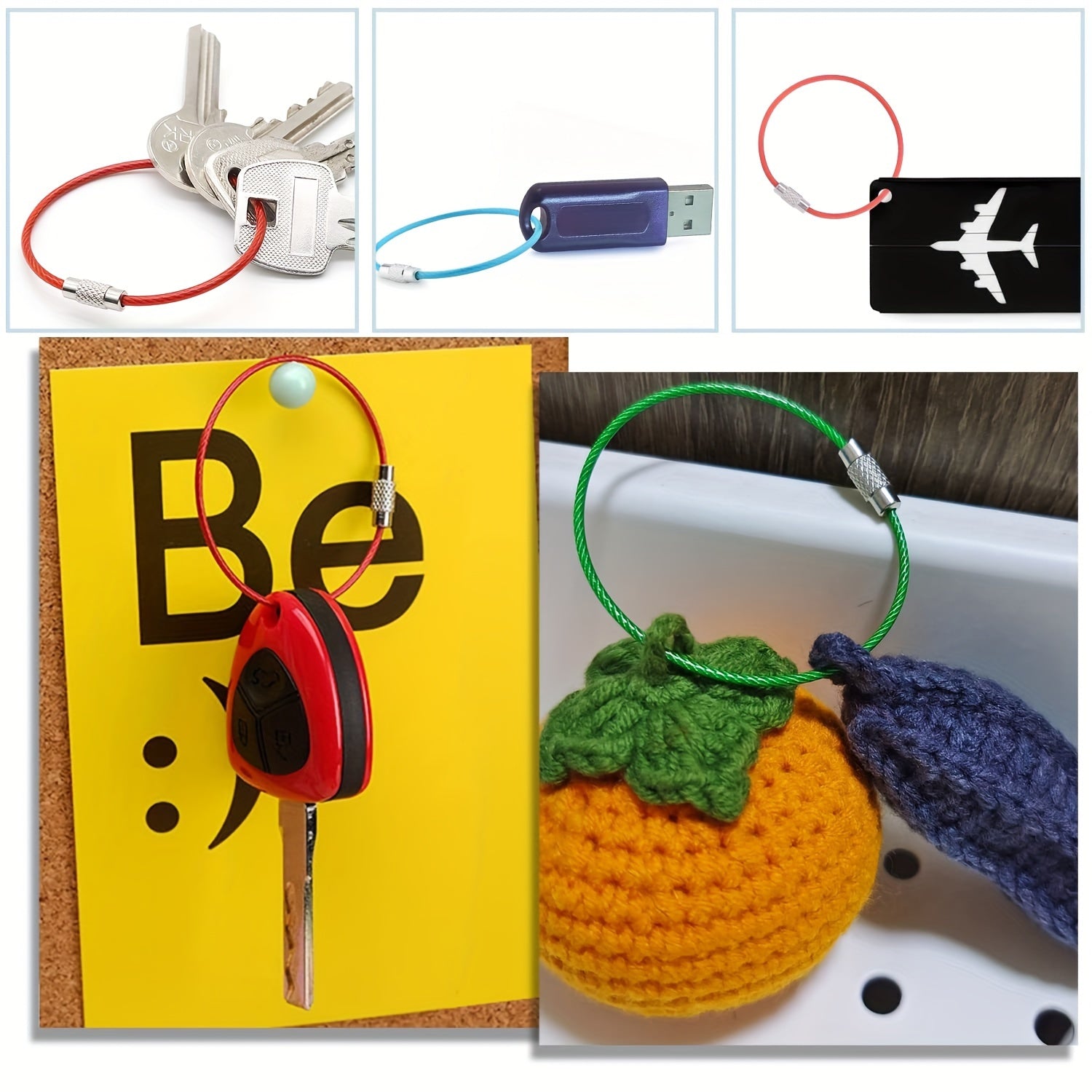 Set di Portachiavi in Cavo d'Acciaio – Portachiavi Resistenti per Viaggi e Attività all'Aperto