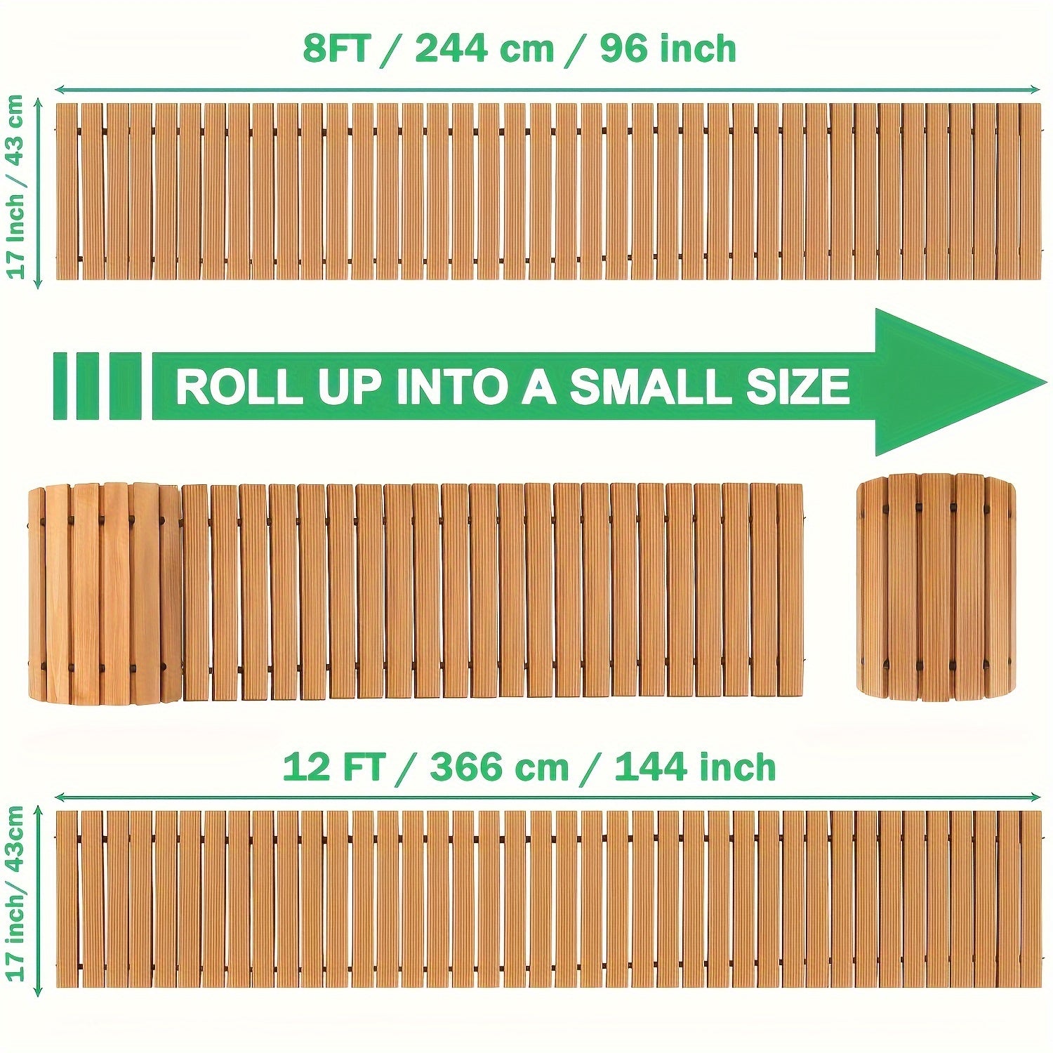 Tappeto da Giardino in Legno Arrotolabile – Tappeto Esterno Durevole con Protezione Antiscivolo