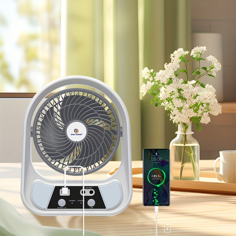 Ventilatore e Luce Notturna Solare Portatile – Multifunzionale e Ricaricabile
