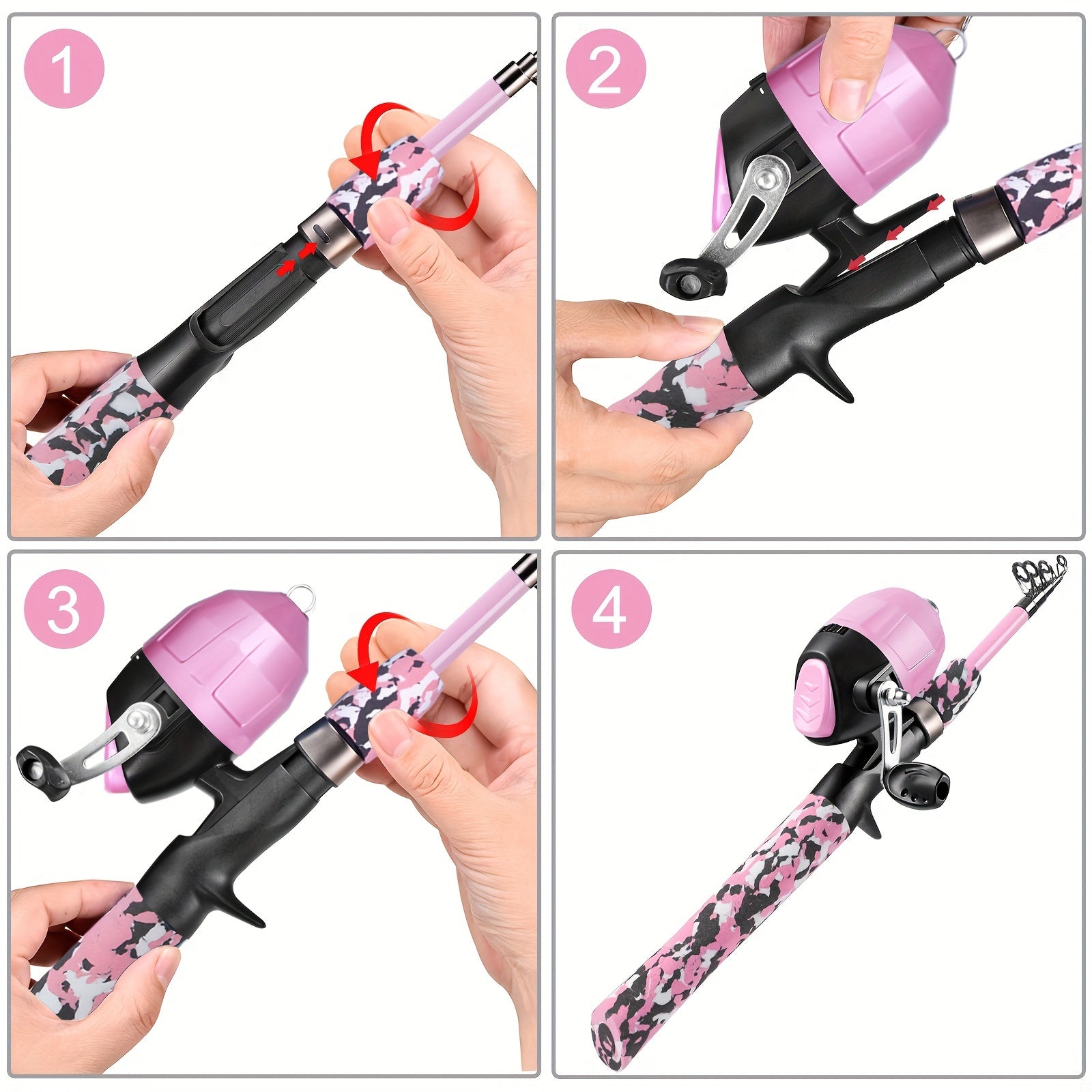 Set Completo di Canna da Pesca Telescopica e Mulinello con Borsa da Trasporto e Scatola per Esche