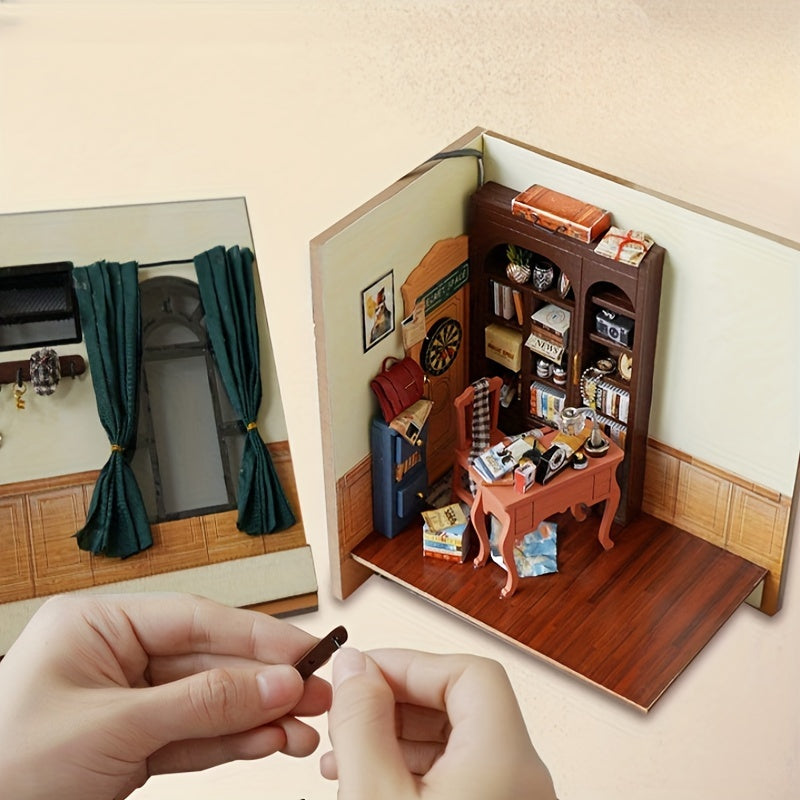 Casa in Miniatura Ufficio del Detective DIY – Set di Puzzle 3D con Illuminazione per Hobby Creativi