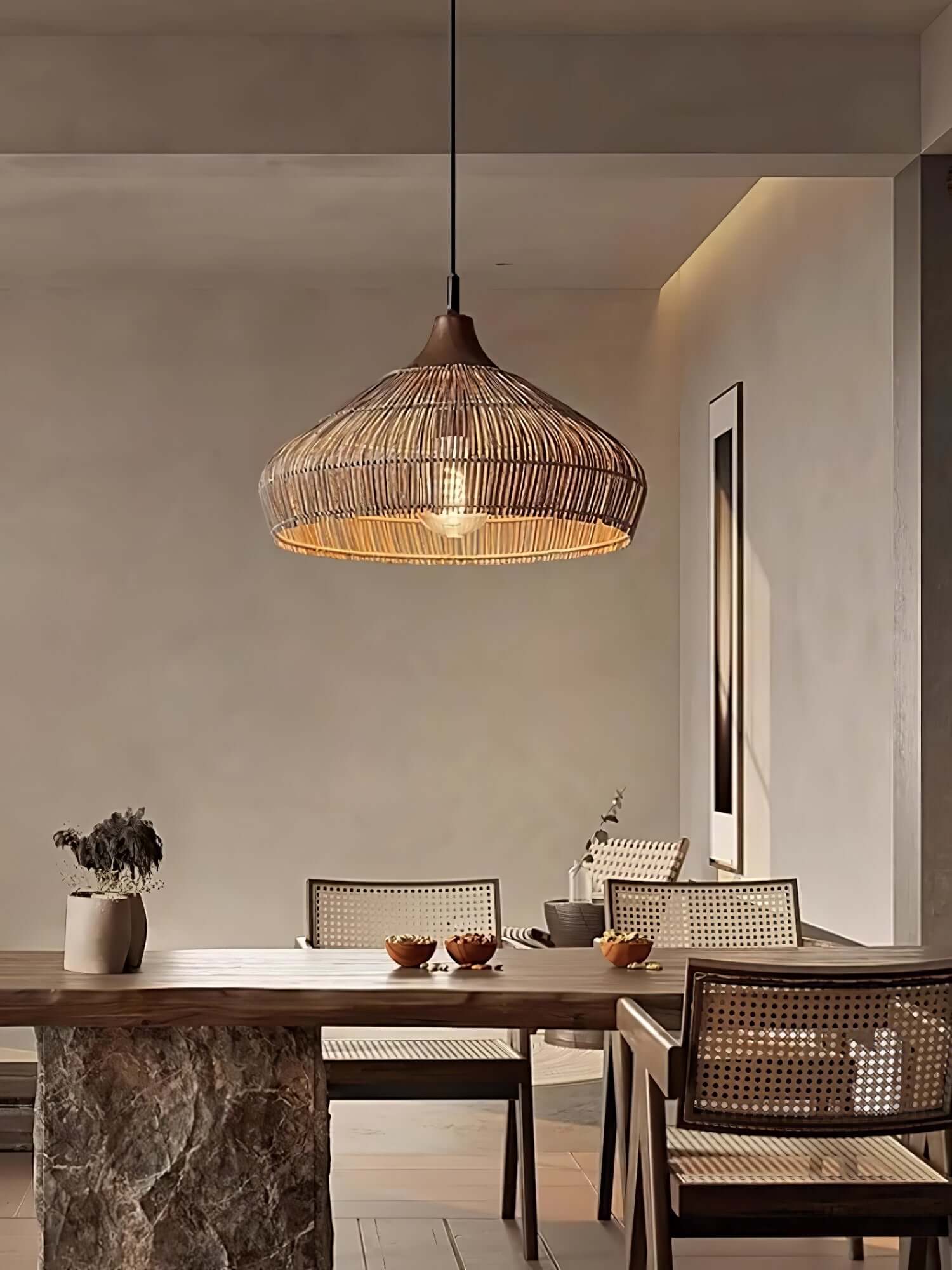 Lampada a Sospensione in Rattan - Stile Bohemien