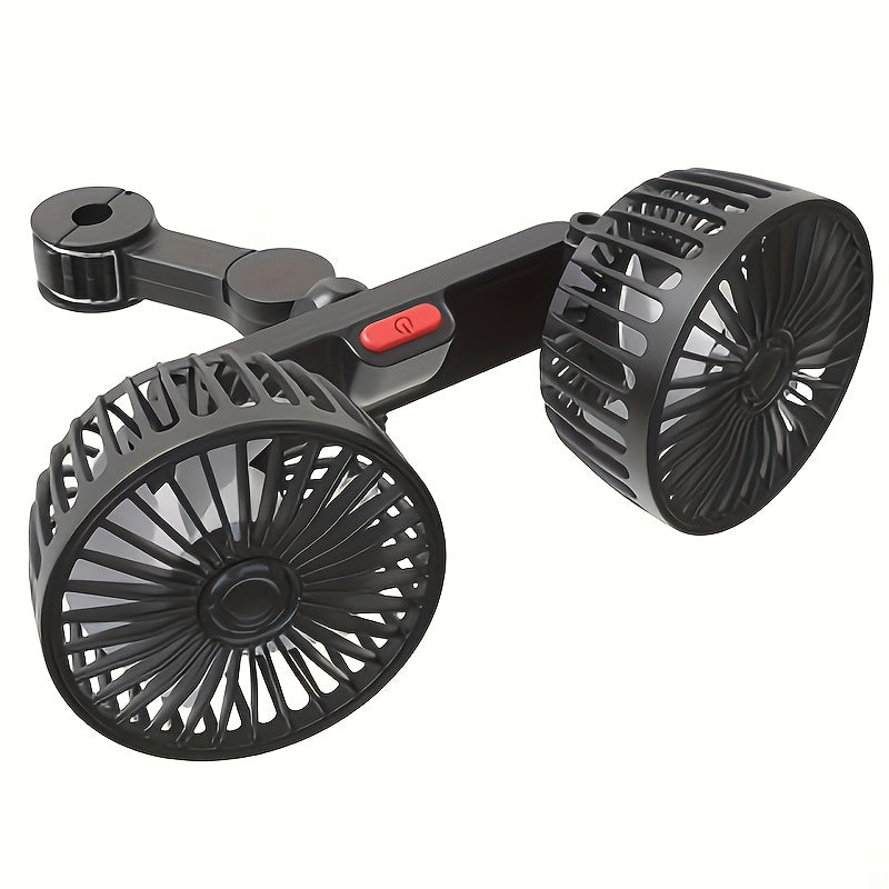 Ventilatore Portatile Doppio per Auto – 5 Pale Rotabili a 360° Ultra-Silenzioso