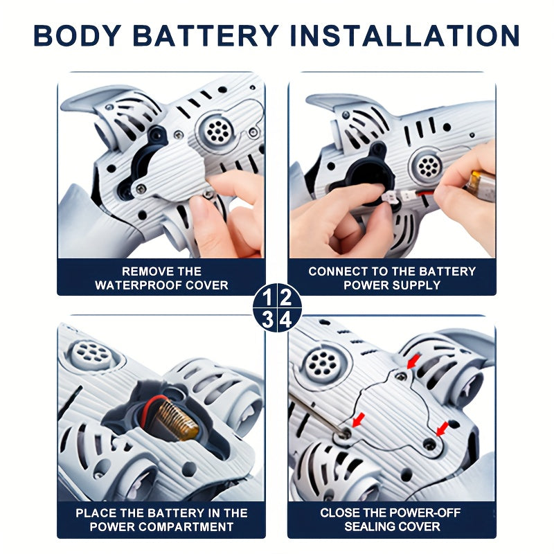 Squali Balena RC in scala 1:18 con Rotazione a 360°, Flessibilità a 180°, Luce LED Splashing, Controllo di Crociera Programmabile - Ricaricabile USB, Ideale per il Gioco Estivo dei Giovani e Regalo di Compleanno