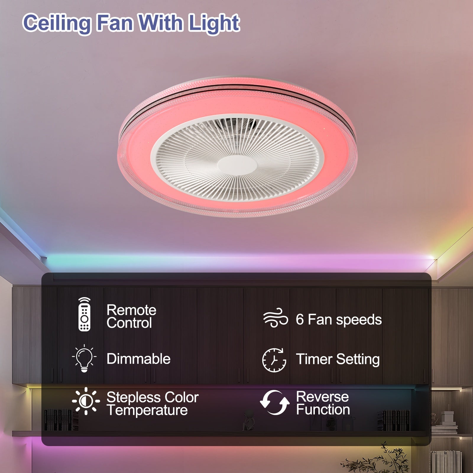 Ventilatore da soffitto LumiCool RGB – Fresco e Atmosferico