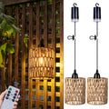 Tutto Fortune Chandelier à Piles, Lampe Suspendue à Piles, Lampe en Rotin avec Ampoule Blanc Chaud, 4*AA à Piles, Pour Kiosque Pergola Véranda Patio Décoration Intérieure et Extérieure