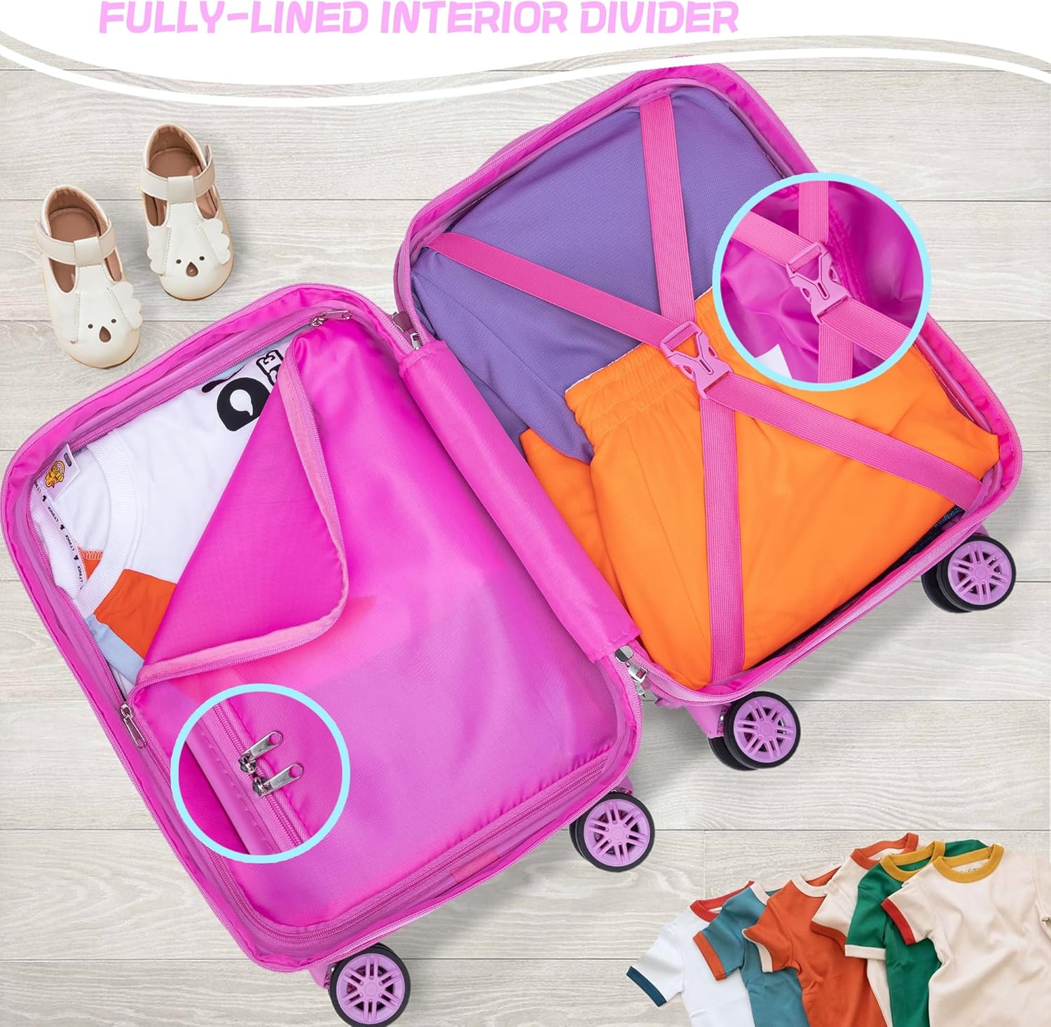 Set di Valigie Rigide per Bambini con Ruote Girevoli – 40 cm