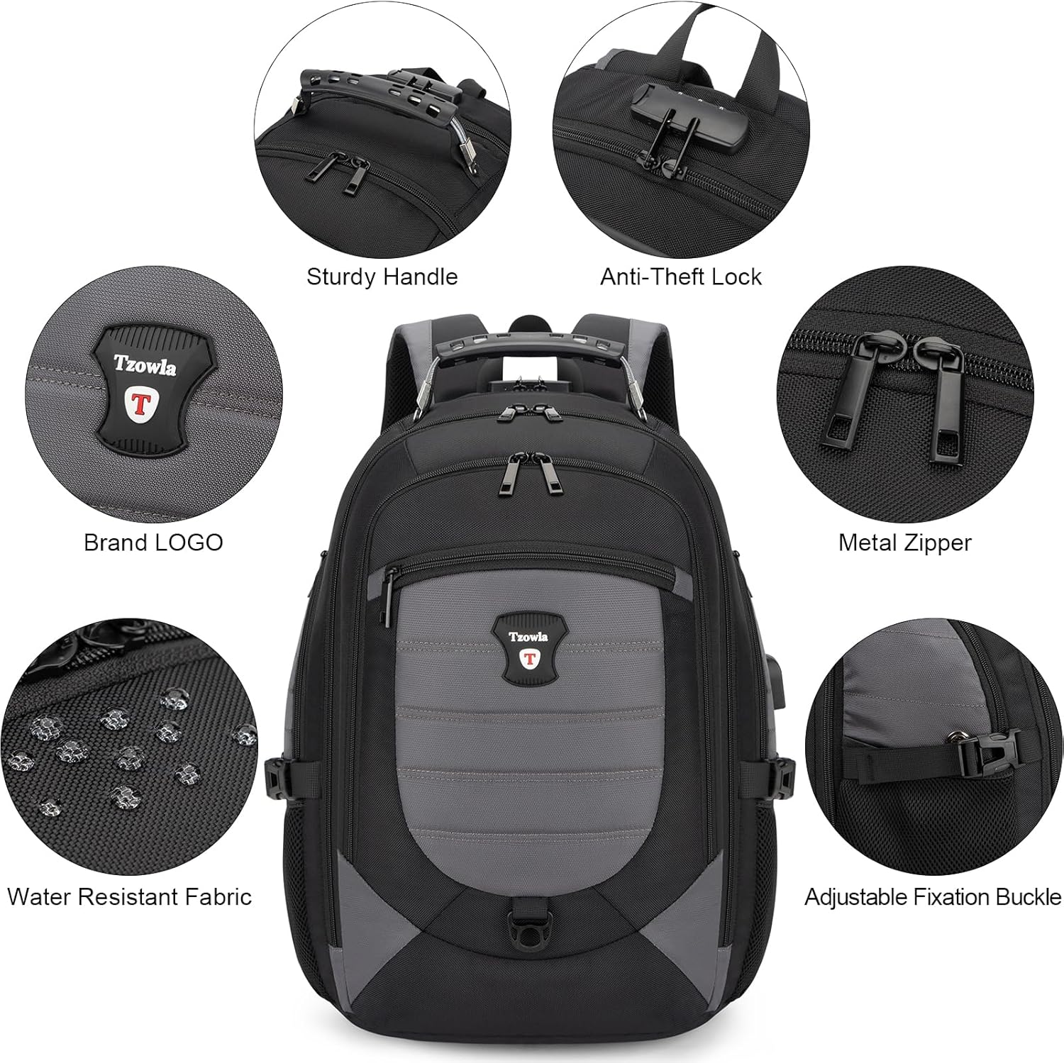 Zaino Impermeabile Antifurto per Laptop e Viaggi con Porta USB – 43,94 cm