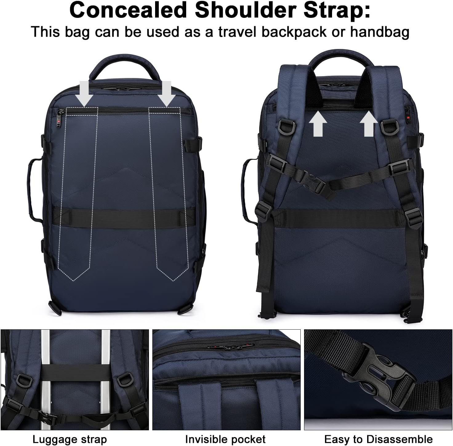 Zaino da viaggio impermeabile espandibile da 45–55L con scomparto per laptop da 46,5 cm