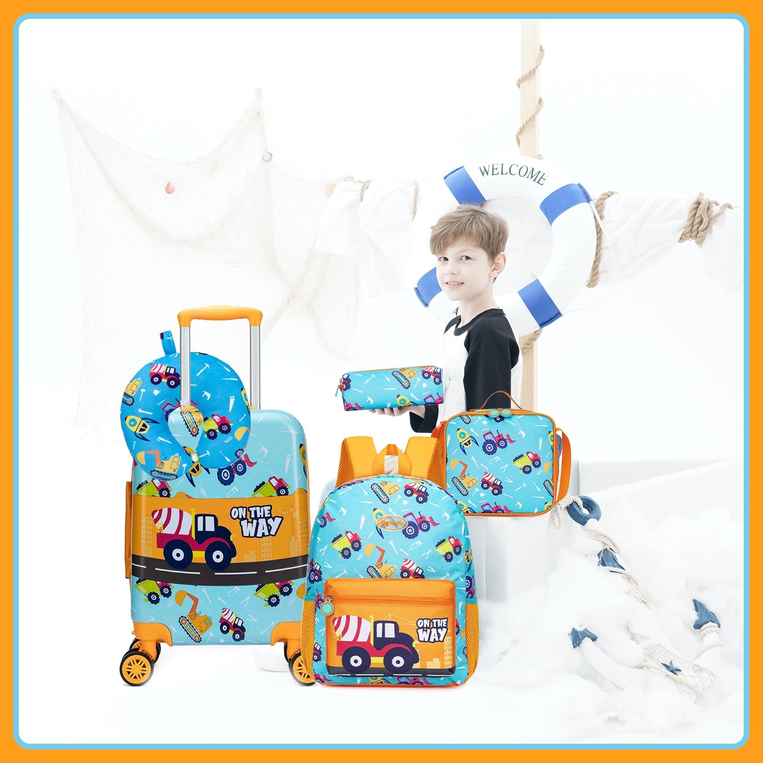 Set di Valigie Rigide per Bambini con Ruote Girevoli – 40 cm