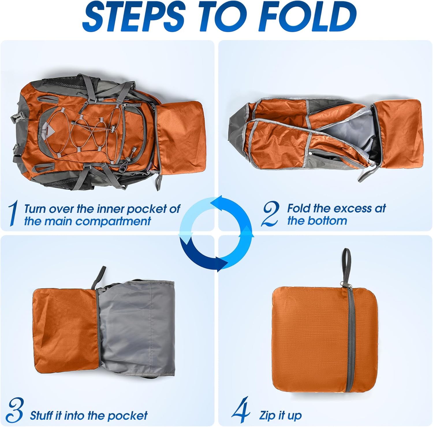 Zaino Impermeabile da Escursionismo e Campeggio da 40L – Leggero e Pieghevole – 1+1 GRATIS