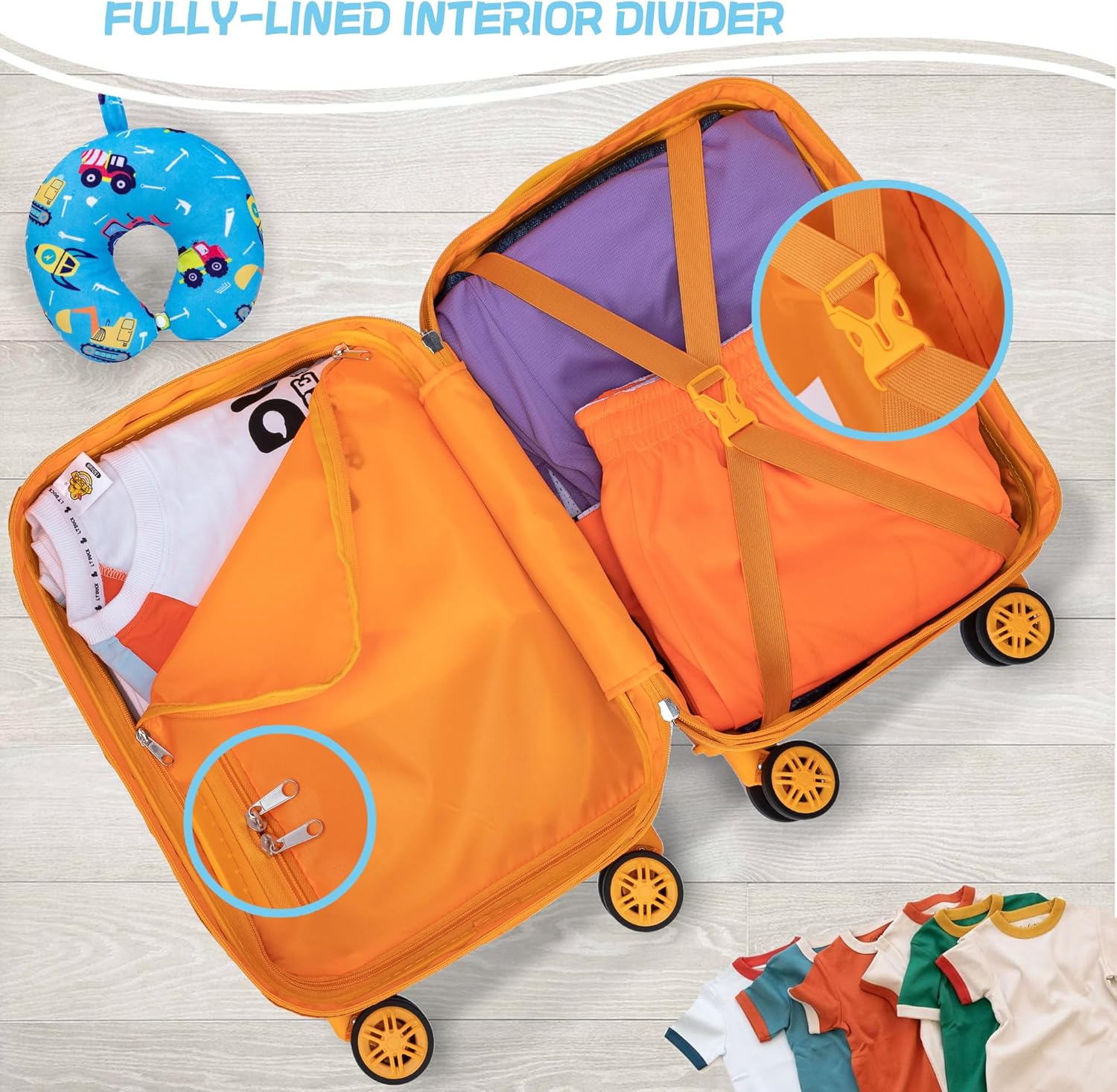 Set di Valigie Rigide per Bambini con Ruote Girevoli – 40 cm