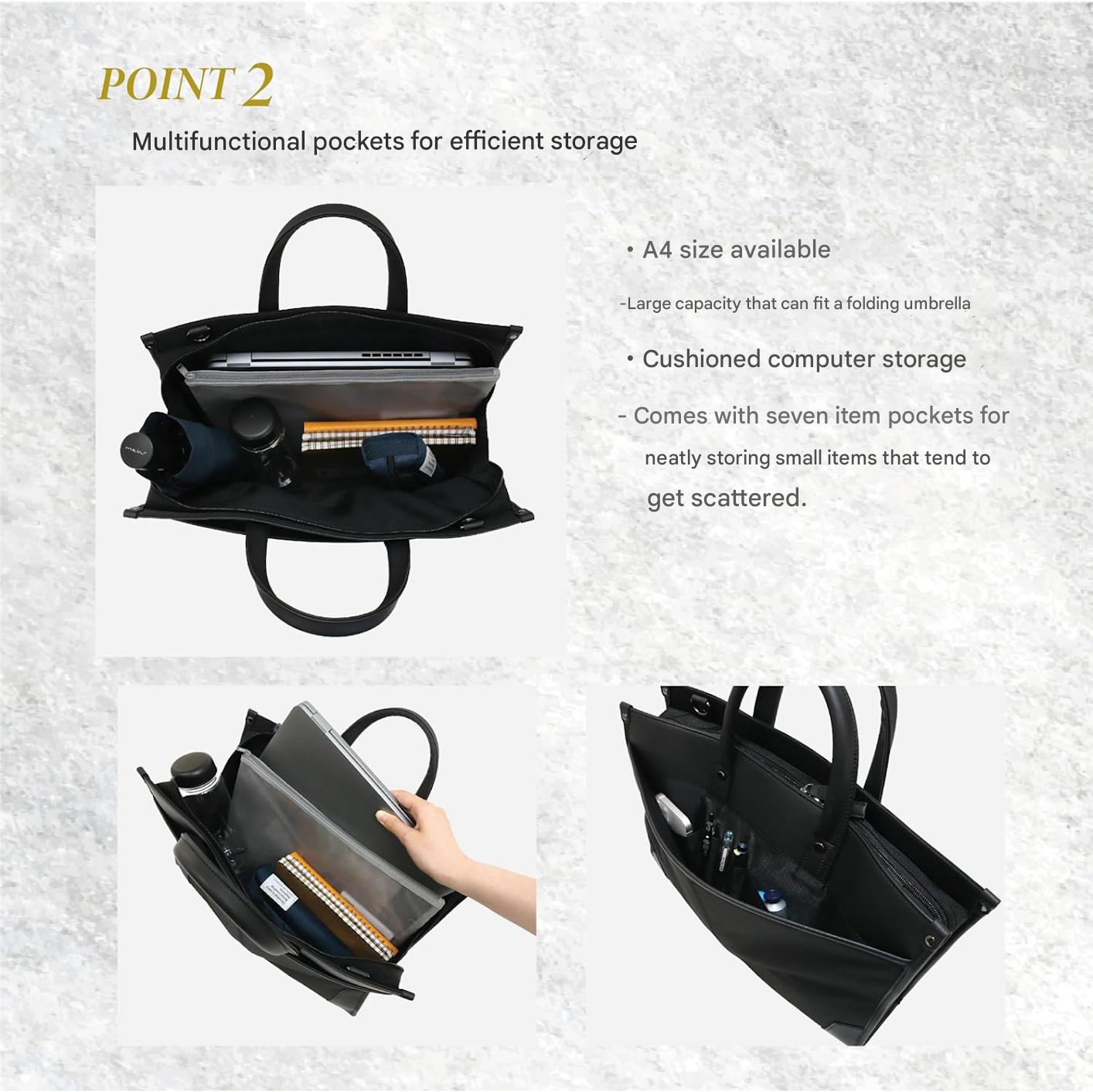 Borsa professionale per laptop da lavoro a 2 vie con spazio organizzato