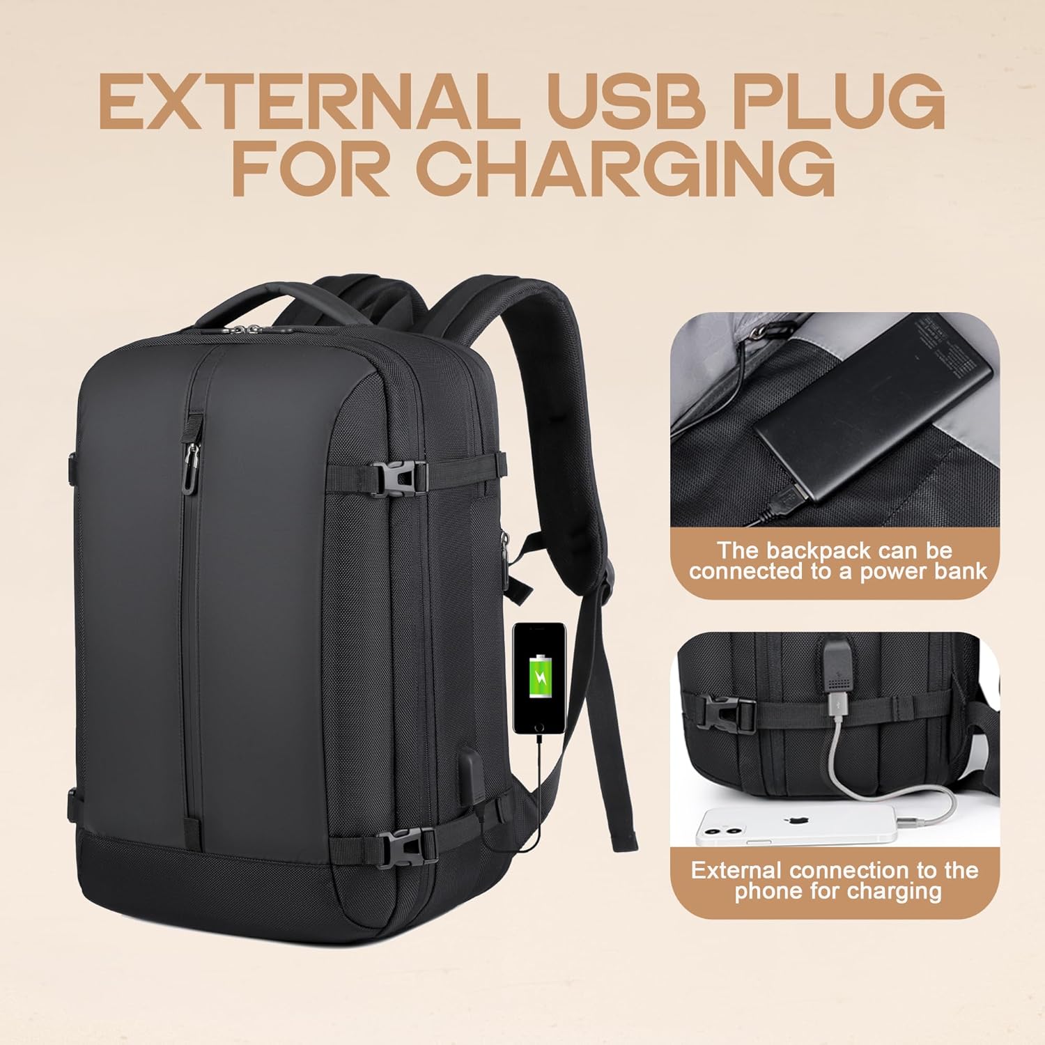 Zaino da Viaggio Impermeabile Espandibile da 40L con Porta USB e Scomparto per Laptop da 17” – AirVoyage (Acquista 1, Ricevi 1 GRATIS Promo)