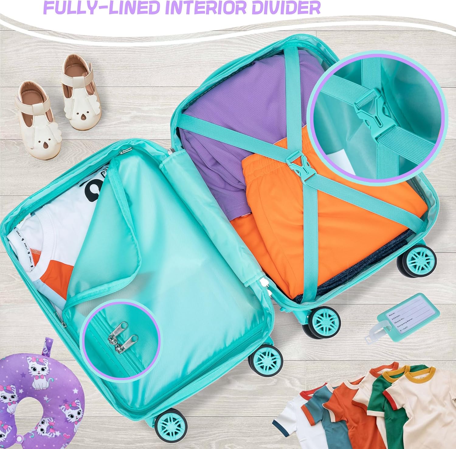 Set di Valigie Rigide per Bambini con Ruote Girevoli – 40 cm