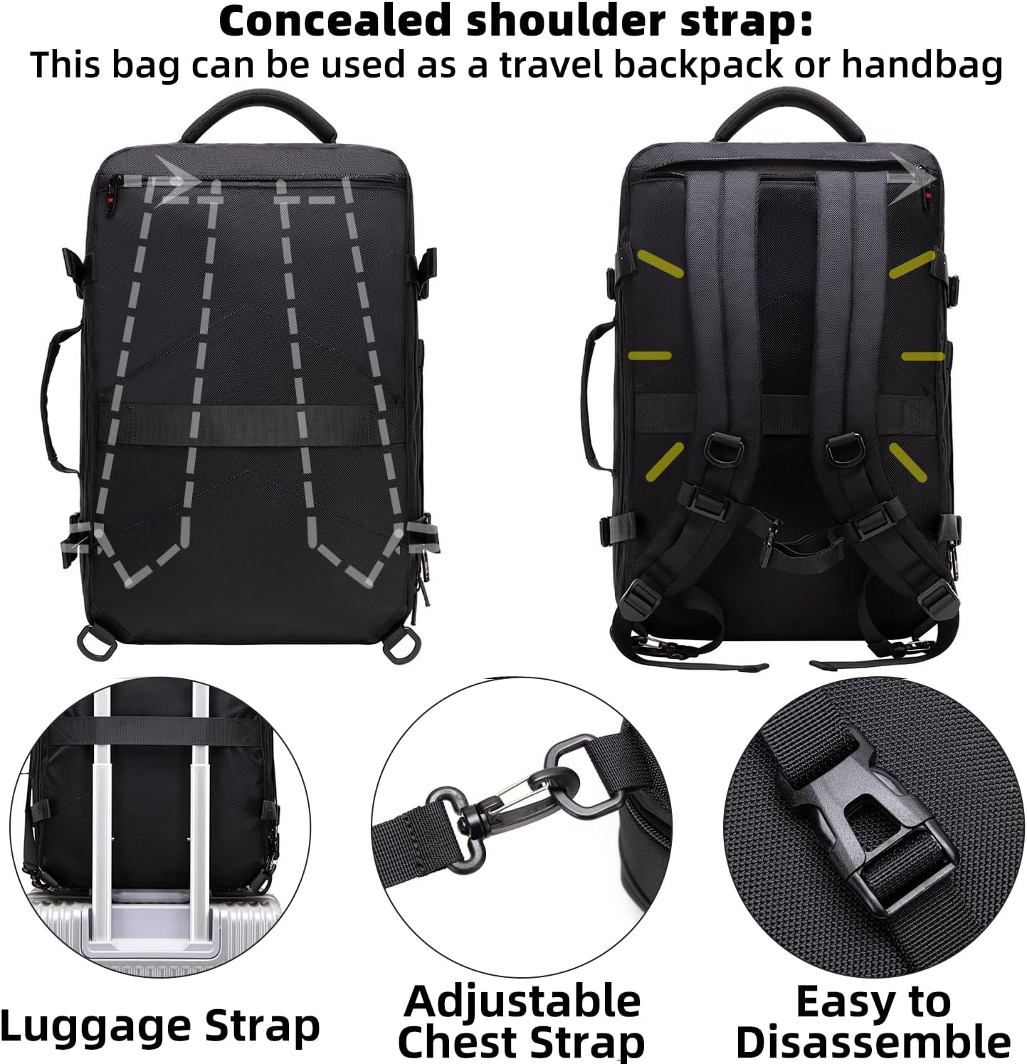 Zaino da viaggio impermeabile espandibile da 45–55L con scomparto per laptop da 46,5 cm