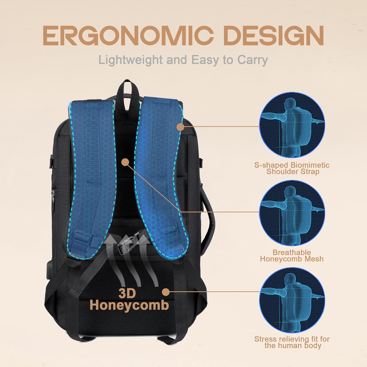 Zaino da Viaggio Impermeabile Espandibile da 40L con Porta USB e Scomparto per Laptop da 17” – AirVoyage (Acquista 1, Ricevi 1 GRATIS Promo)