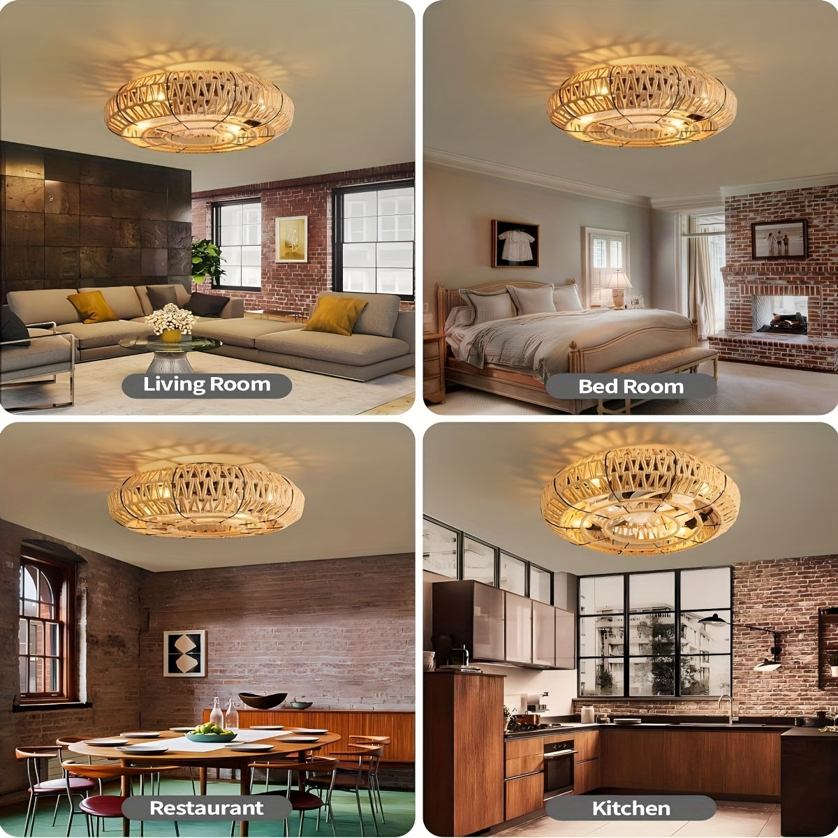 Ventilatore a soffitto in rattan intrecciato a mano – Stile Zen e funzionalità