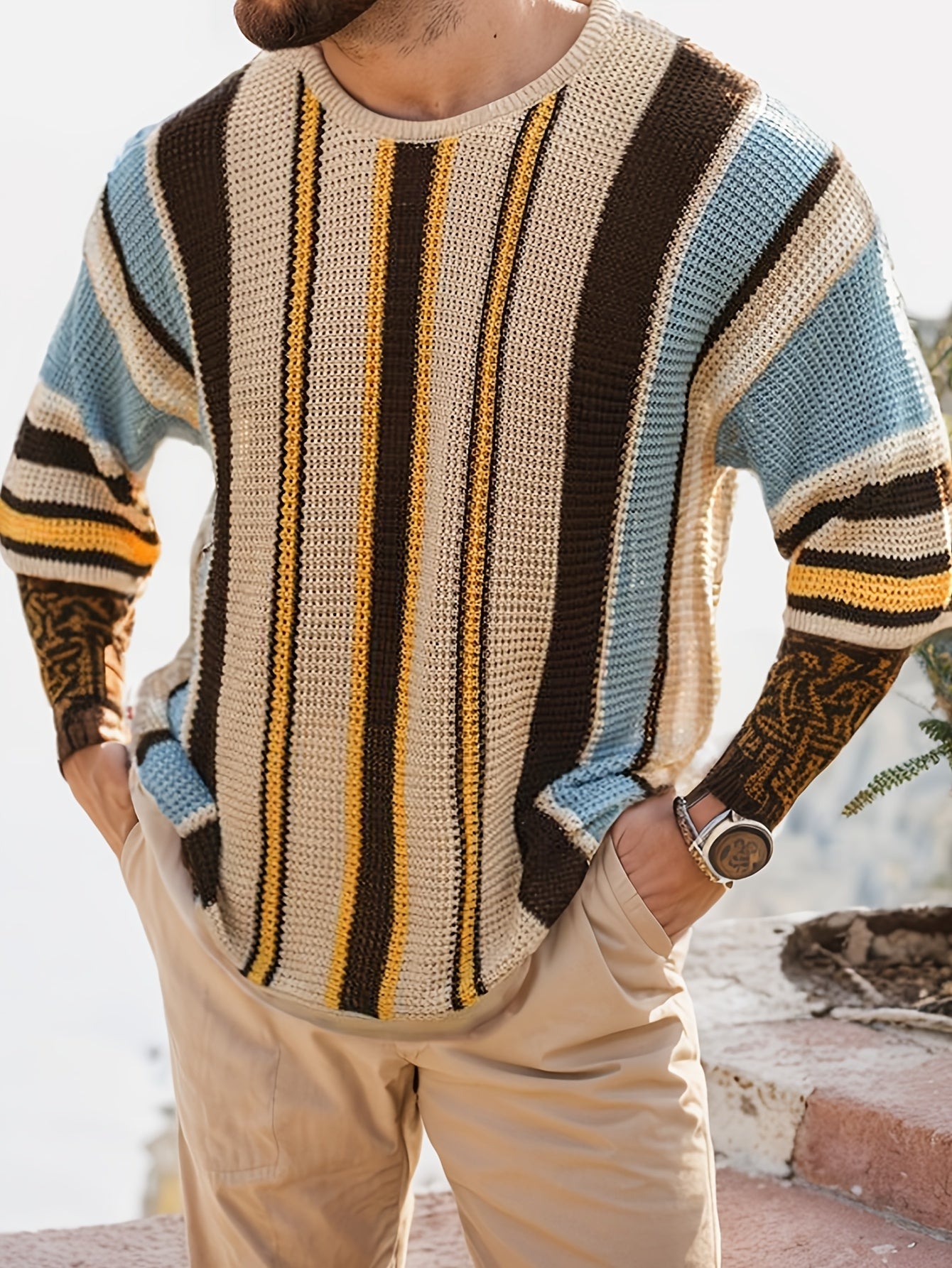 Maglione a Righe Casual – Confortevole e Arieggiato