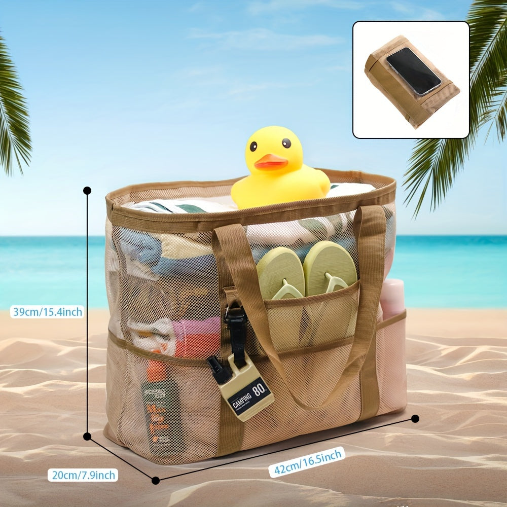 Borsa da Spiaggia in Rete Leggera e Spaziosa – Tote Pieghevole da 40L con Spallacci Fissi e Parte Superiore Aperta