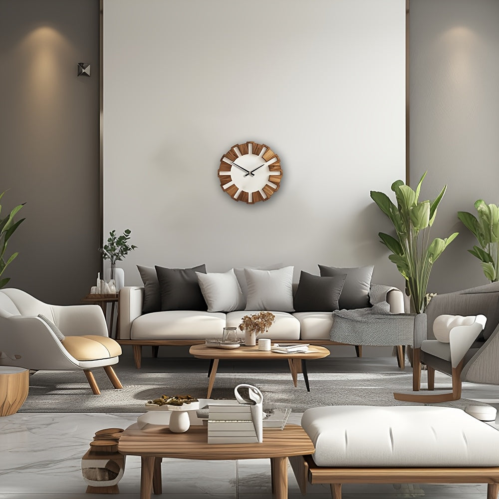 Orologio da Parete in Legno Rustico con Movimento Silenzioso – Design Senza Tempo per Soggiorno, Ufficio e Camera da Letto
