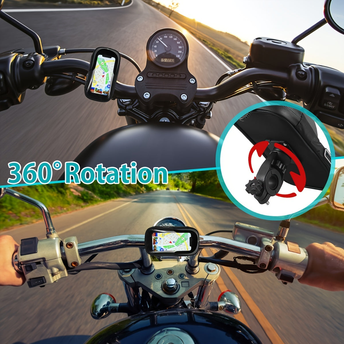 Supporto per Telefono Impermeabile per Bicicletta e Moto – Borsa da Manubrio con Opzione di Rotazione a 360°
