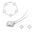 Ensemble de bijoux Celeste Clover | Collier, bracelet et boucles d'oreilles en acier inoxydable hypoallergénique