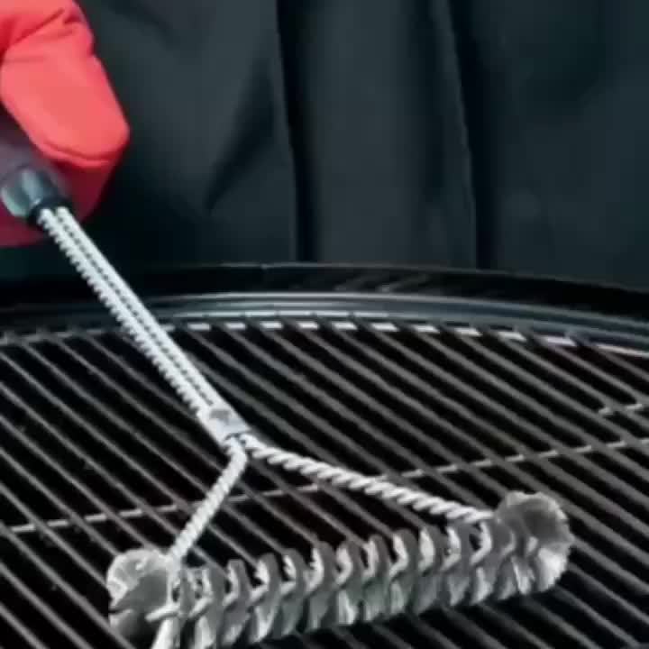 Spazzola BBQ a Forma di Y con Manico Lungo – Spazzola in Acciaio Inossidabile per una Pulizia Approfondita della Griglia