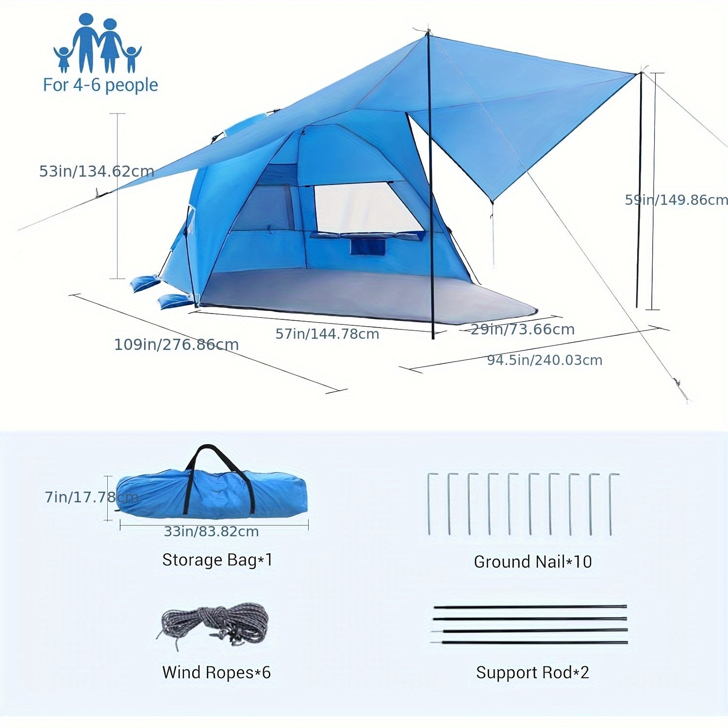 Tenda da Spiaggia BreezeShield – Leggera e Spaziosa per 4-6 Persone