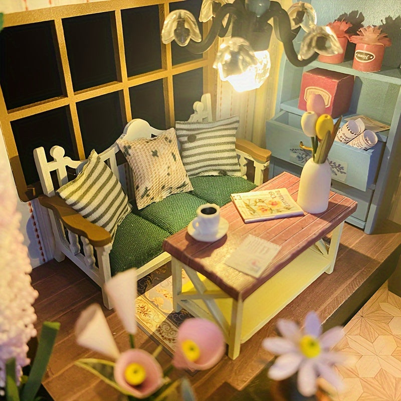 Casa Miniatura Greenhouse Fai-da-te con Illuminazione – Puzzle 3D Fatti a Mano per Decorazione Creativa