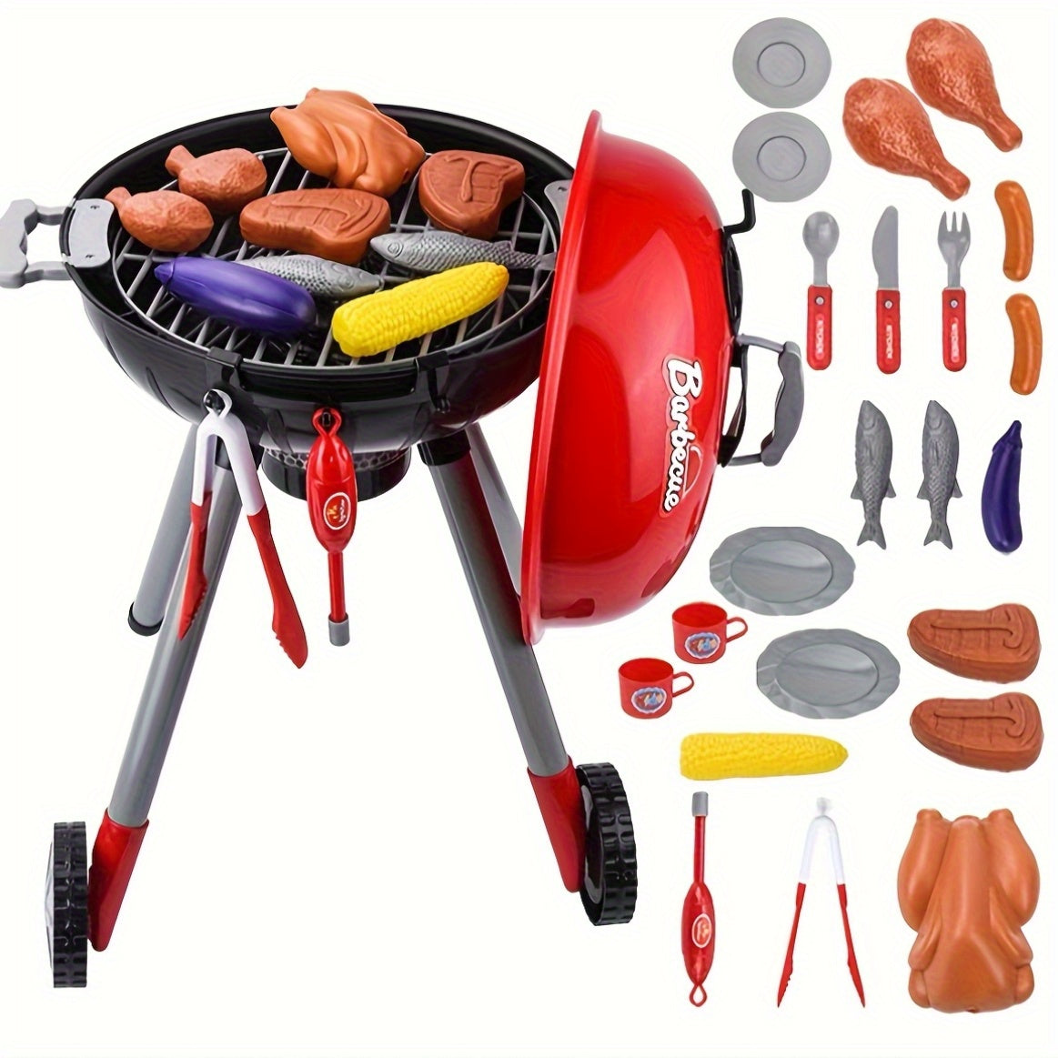 Set da Gioco BBQ per Bambini – Ruote Rotanti e Set Completo di Accessori