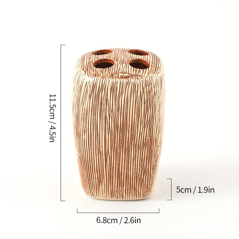 Set da Bagno in Ceramica Stile Legno – Accessori Lusso per un Tocco Naturale nel Tuo Bagno