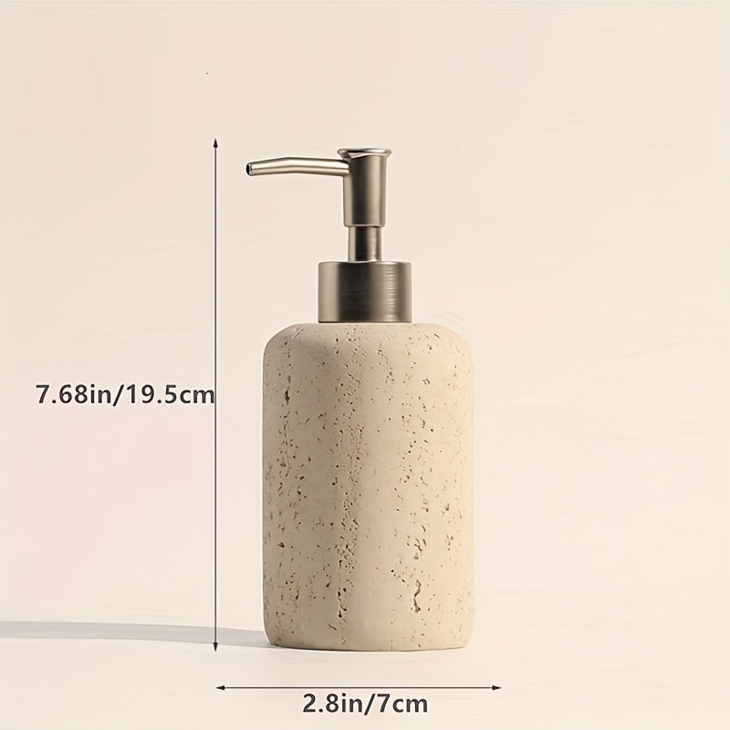 Dispenser per Sapone in Marmo – Dispenser di Lusso in Resina con Pompa in Acciaio Inossidabile per Bagno o Cucina